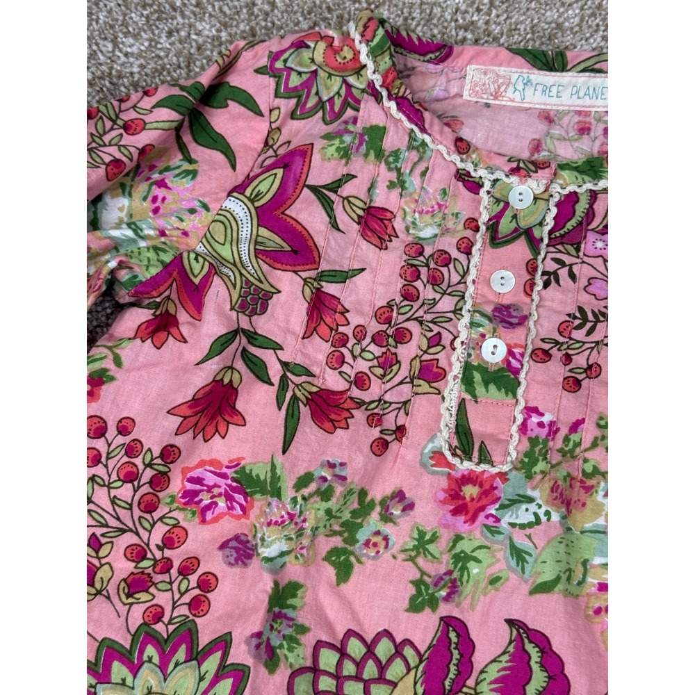 Free Planet Girls Pink Top Floral Paisley Boho Blouse Long Sleeve Cotton 6 Boho